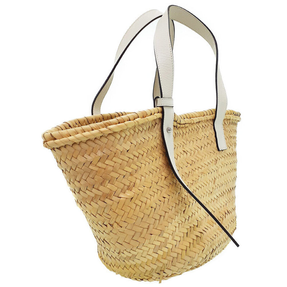 Loewe Basket Bag anagram leaf Paula palm calfskin Tan leather Ibiza woven
